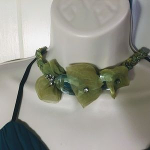 Vintage Fabric and Beaded Necklace